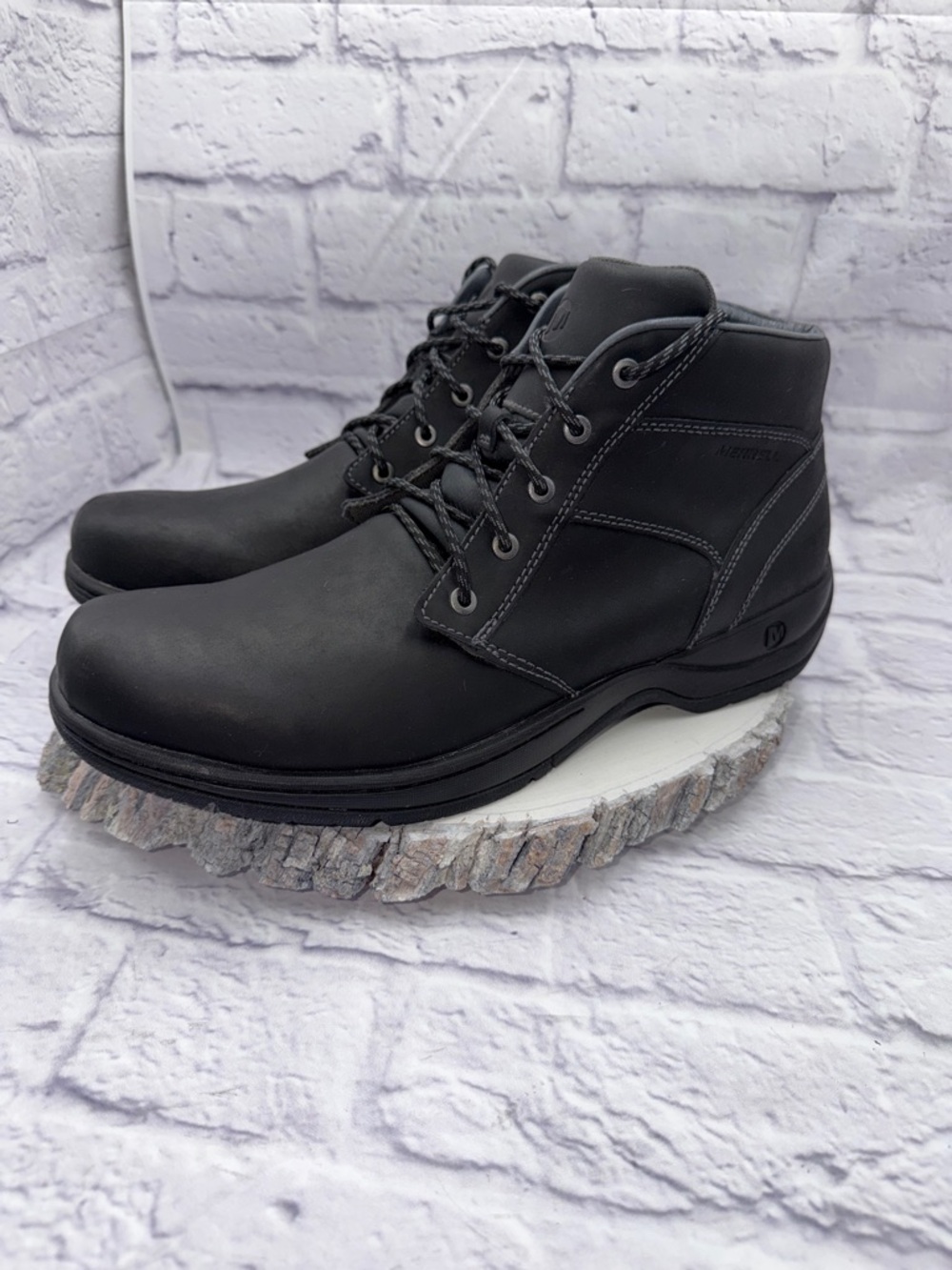 Merrell Performance Footwear Black Leather Lace-Up Ankle Boots US 14 EU 49